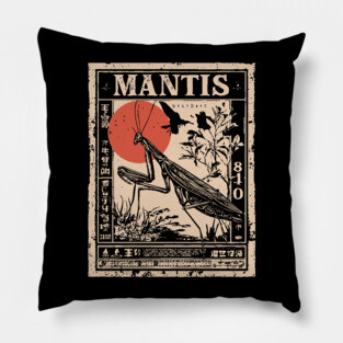 Praying Mantis Monochrome Nature Poster Pillow