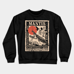 Praying Mantis Monochrome Nature Poster Crewneck Sweatshirt