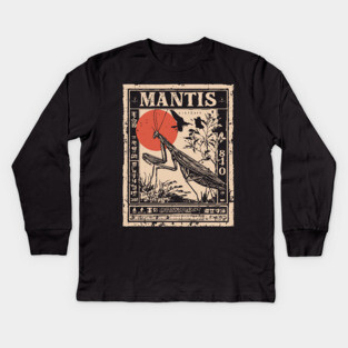 Praying Mantis Monochrome Nature Poster Kids Long Sleeve T-Shirt