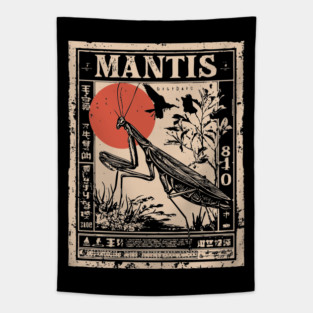 Praying Mantis Monochrome Nature Poster Tapestry