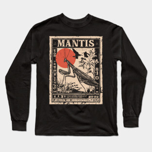 Praying Mantis Monochrome Nature Poster Long Sleeve T-Shirt