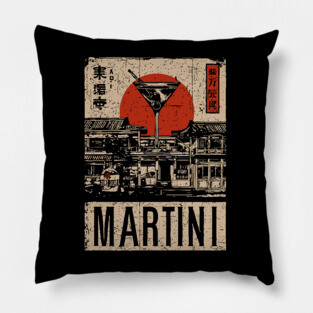 Vintage Martini Glass Japanese Style Poster Pillow