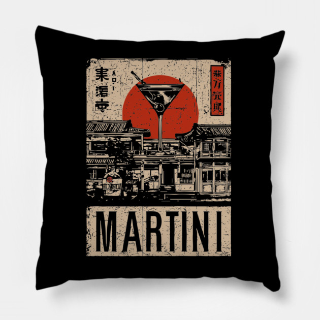 Vintage Martini Glass Japanese Style Poster Pillow by TuncGK