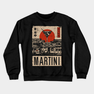 Vintage Martini Glass Japanese Style Poster Crewneck Sweatshirt