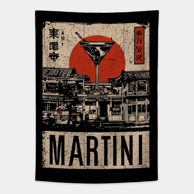 Vintage Martini Glass Japanese Style Poster Tapestry by TuncGK