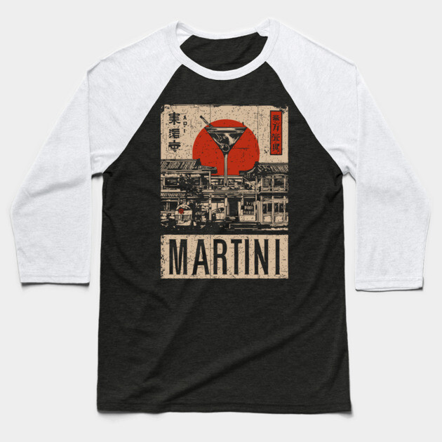 Vintage Martini Glass Japanese Style Poster Baseball T-Shirt by TuncGK