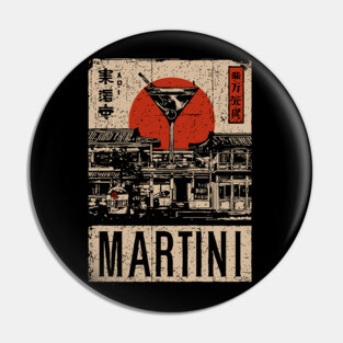 Vintage Martini Glass Japanese Style Poster Pin