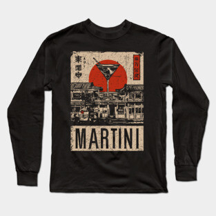 Vintage Martini Glass Japanese Style Poster Long Sleeve T-Shirt