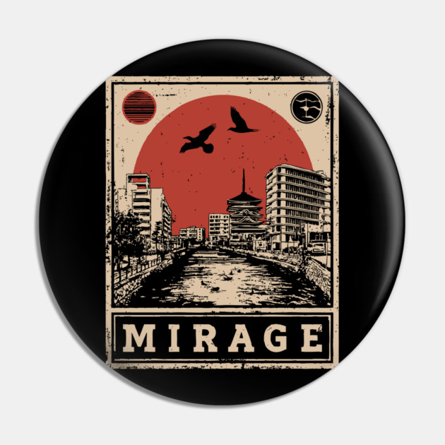 Urban Mirage Japanese Brutalist Poster Pin by TuncGK