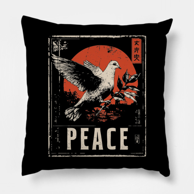 Peace Dove Rising Sun Poster Pillow by TuncGK
