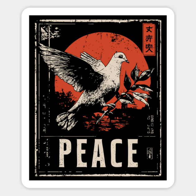 Peace Dove Rising Sun Poster Magnet by TuncGK