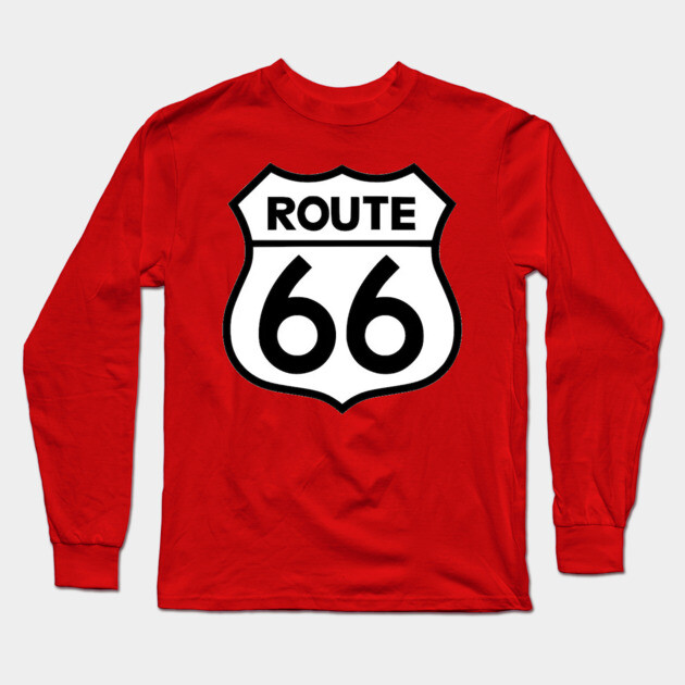Route 66 Black on White Long Sleeve T-Shirt by Wiley
