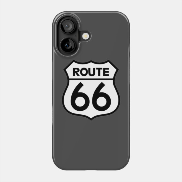Route 66 Black on White Phone Case by Wiley