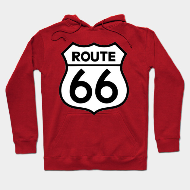 Route 66 Black on White Hoodie by Wiley