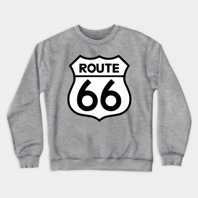 Route 66 Black on White Crewneck Sweatshirt by Wiley
