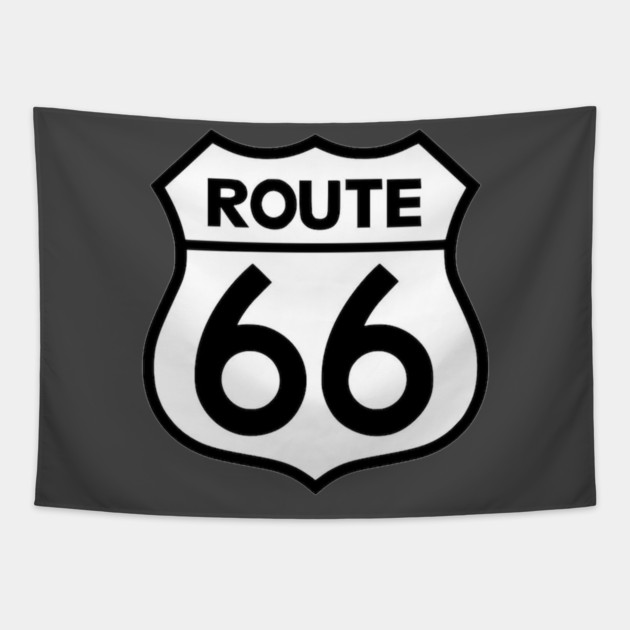 Route 66 Black on White Tapestry by Wiley