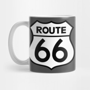 Route 66 Black on White Mug