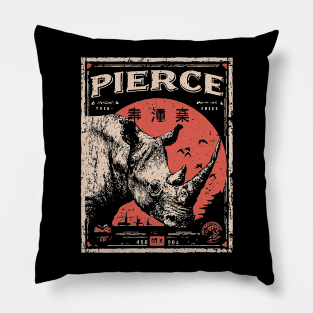 Rhino Pierce Brutalist Wildlife Poster Pillow by TuncGK