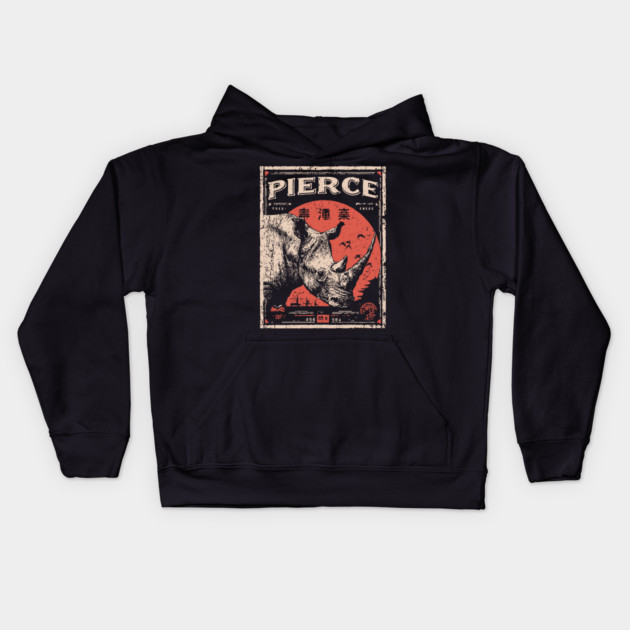 Rhino Pierce Brutalist Wildlife Poster Kids Hoodie by TuncGK