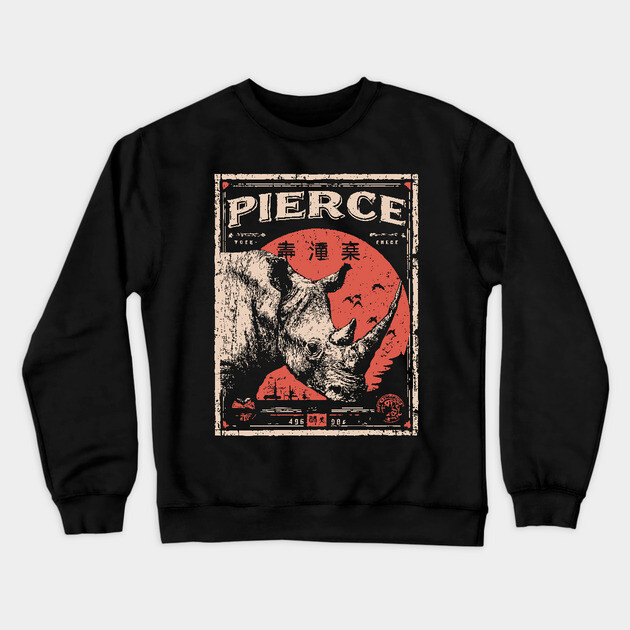 Rhino Pierce Brutalist Wildlife Poster Crewneck Sweatshirt by TuncGK