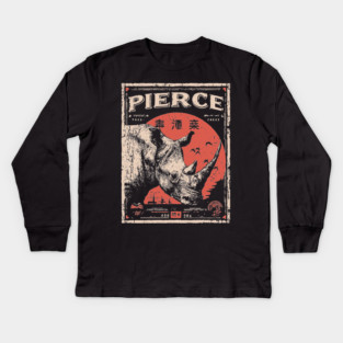 Rhino Pierce Brutalist Wildlife Poster Kids Long Sleeve T-Shirt