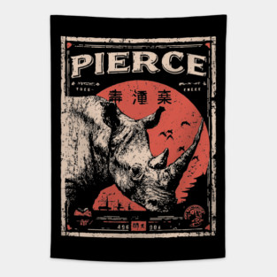Rhino Pierce Brutalist Wildlife Poster Tapestry