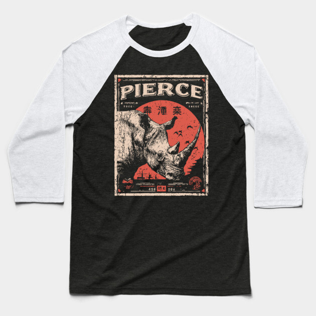 Rhino Pierce Brutalist Wildlife Poster Baseball T-Shirt by TuncGK