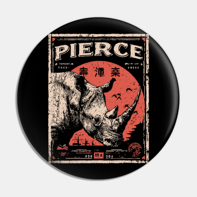 Rhino Pierce Brutalist Wildlife Poster Pin by TuncGK