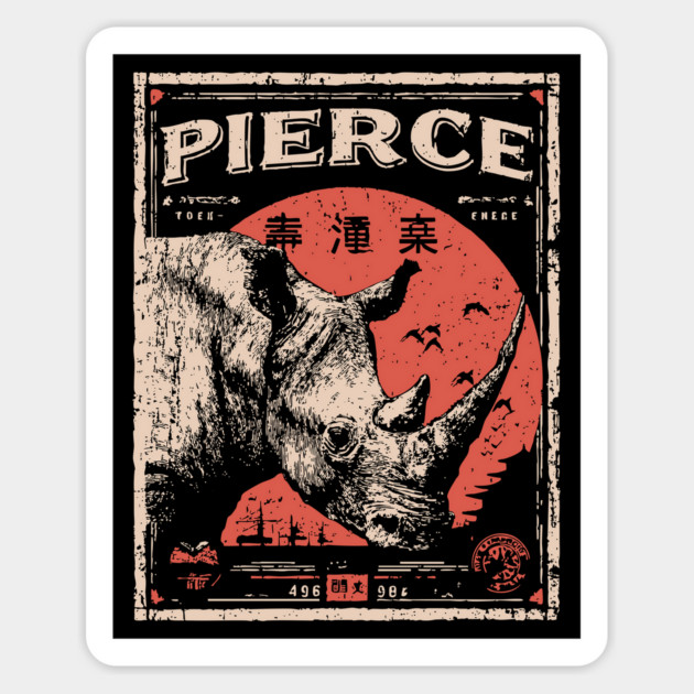 Rhino Pierce Brutalist Wildlife Poster Magnet by TuncGK