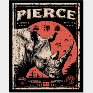 Rhino Pierce Brutalist Wildlife Poster Posters and Art