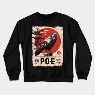Edgar Allan Poe Japanese Raven Poster Crewneck Sweatshirt
