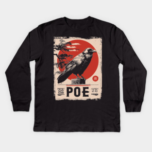 Edgar Allan Poe Japanese Raven Poster Kids Long Sleeve T-Shirt