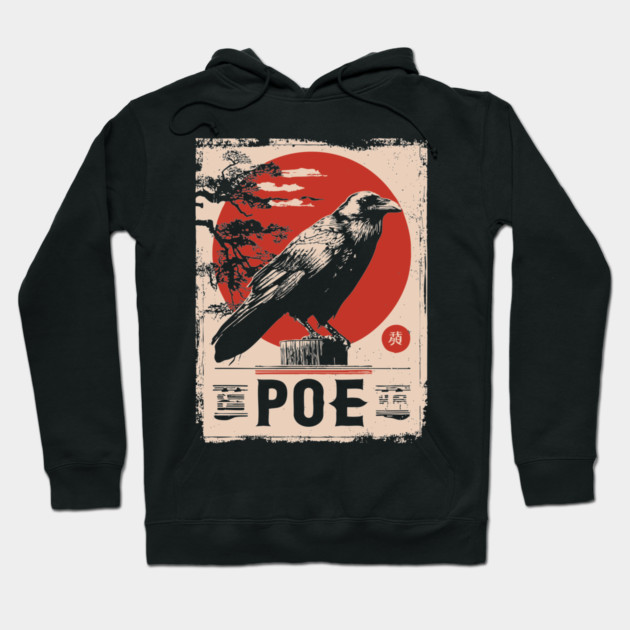 Edgar Allan Poe Japanese Raven Poster Hoodie by TuncGK