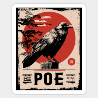 Edgar Allan Poe Japanese Raven Poster Sticker