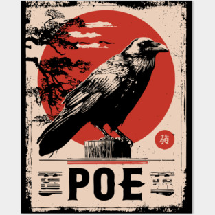 Edgar Allan Poe Japanese Raven Poster Posters and Art