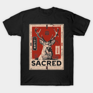 Sacred Deer Monochrome Nature Print T-Shirt
