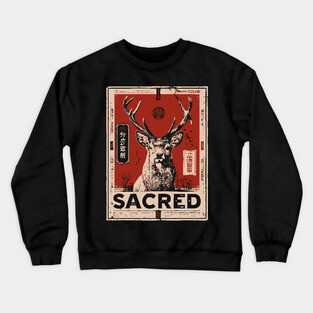 Sacred Deer Monochrome Nature Print Crewneck Sweatshirt