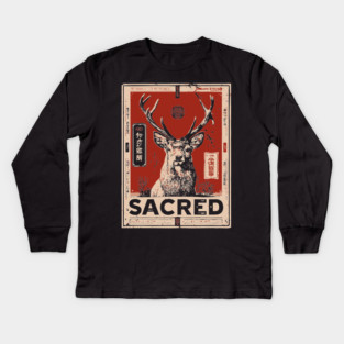 Sacred Deer Monochrome Nature Print Kids Long Sleeve T-Shirt