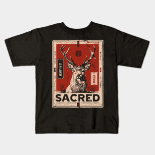 Sacred Deer Monochrome Nature Print Kids T-Shirt