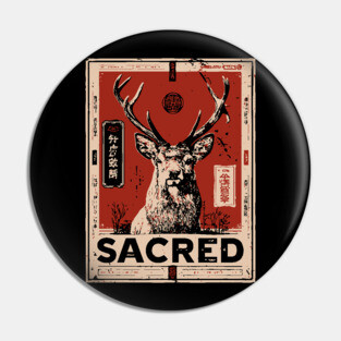 Sacred Deer Monochrome Nature Print Pin