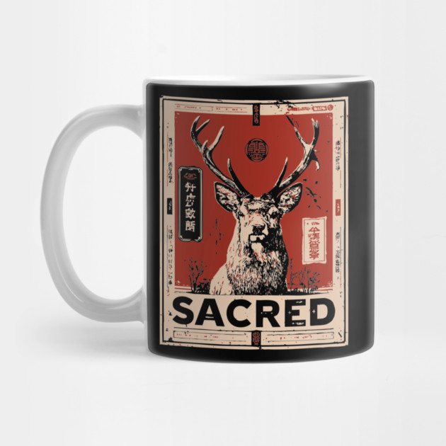 Sacred Deer Monochrome Nature Print by TuncGK