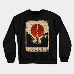 Rocket Seek Vintage Space Poster Crewneck Sweatshirt