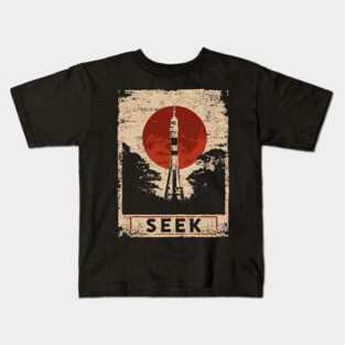 Rocket Seek Vintage Space Poster Kids T-Shirt