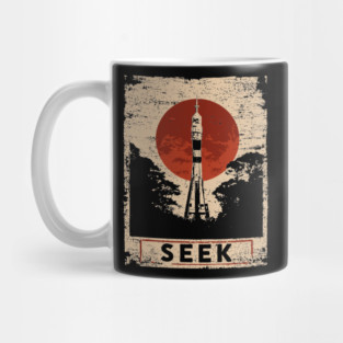 Rocket Seek Vintage Space Poster Mug
