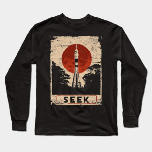 Rocket Seek Vintage Space Poster Long Sleeve T-Shirt