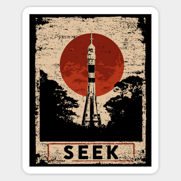 Rocket Seek Vintage Space Poster Magnet by TuncGK