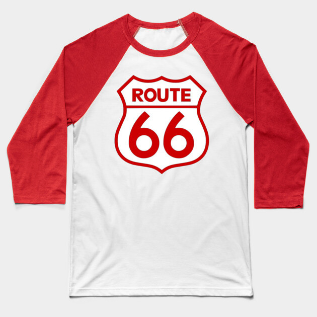 Route 66 Red Baseball T-Shirt by Wiley