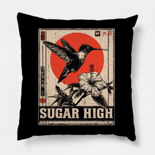 Sugar High Bird and Flower Art Print Pillow