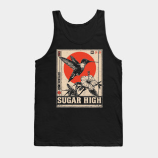 Sugar High Bird and Flower Art Print Tank Top