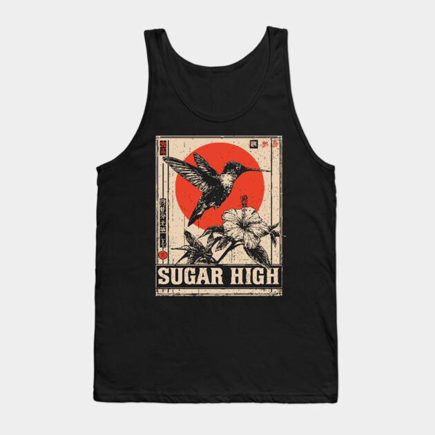 Sugar High Bird and Flower Art Print Tank Top by TuncGK